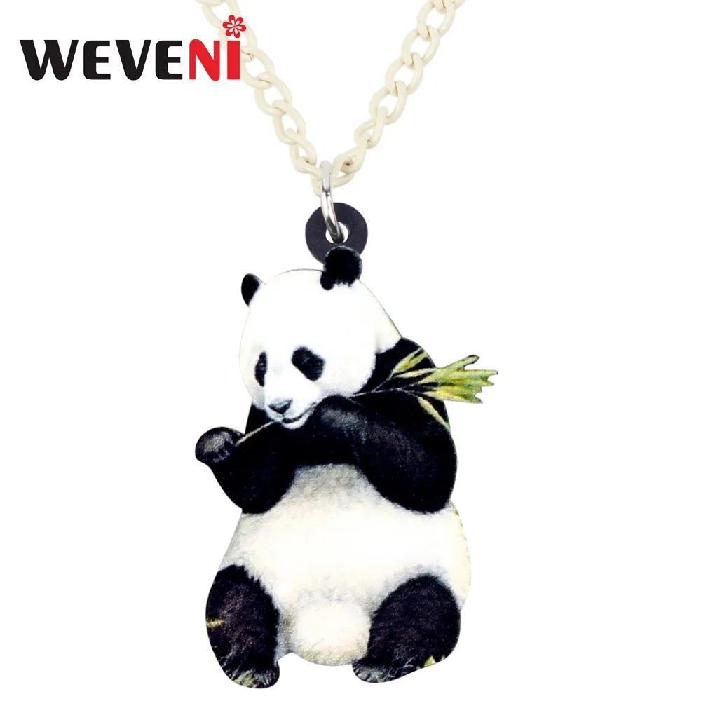 

WEVENI Acrylic Eating Bamboo Panda Necklace Pendant Collar Trendy Anime Bijoux Jewelry For Women Girls Female Gift Wholesale
