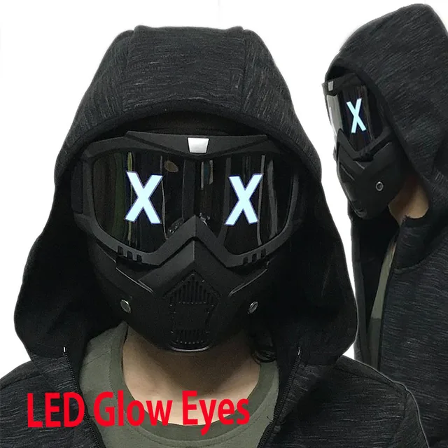 Goggles LED Lights Mask Luminous Half Face X Glowing Eyes DIY Eyewear