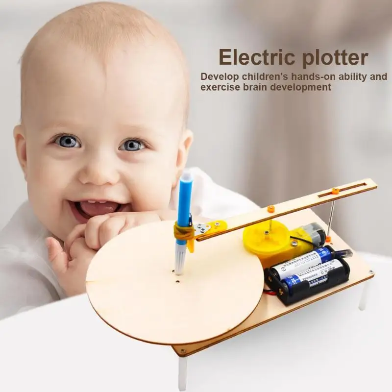 

Kids Creative Wooden Electric Plotter Science Toys DIY Drawing Assembled Model