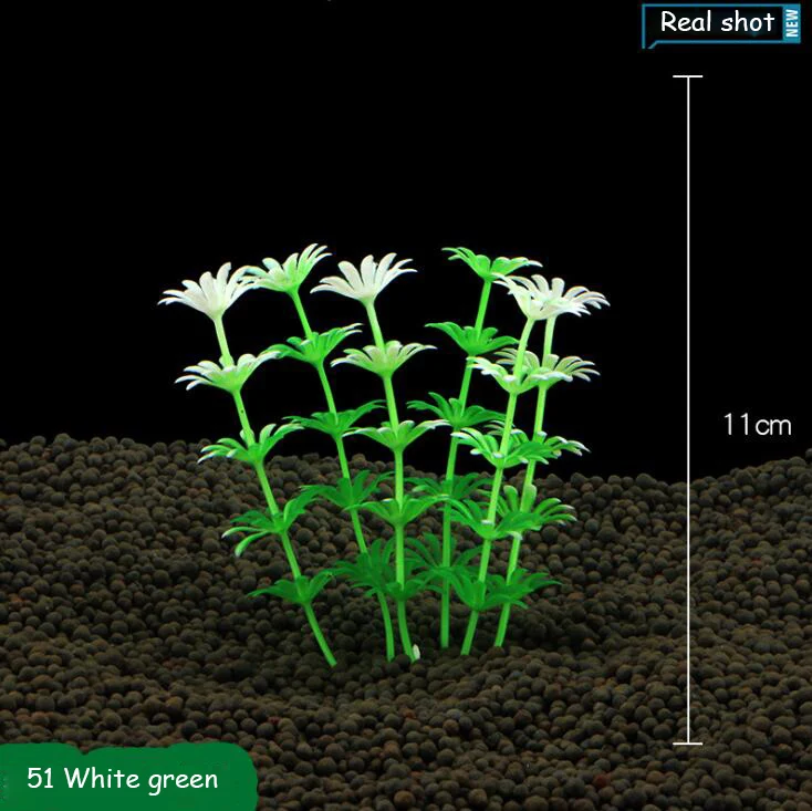 TECHOME 2 шт. креативное искусственное аквариумное растение орнамент красочные пластиковые травы украшения уникальный подводный пейзаж - Цвет: 51 White green