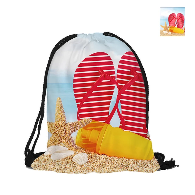 Buy Enjoy The Beach Time Printed Drawstring Backpack