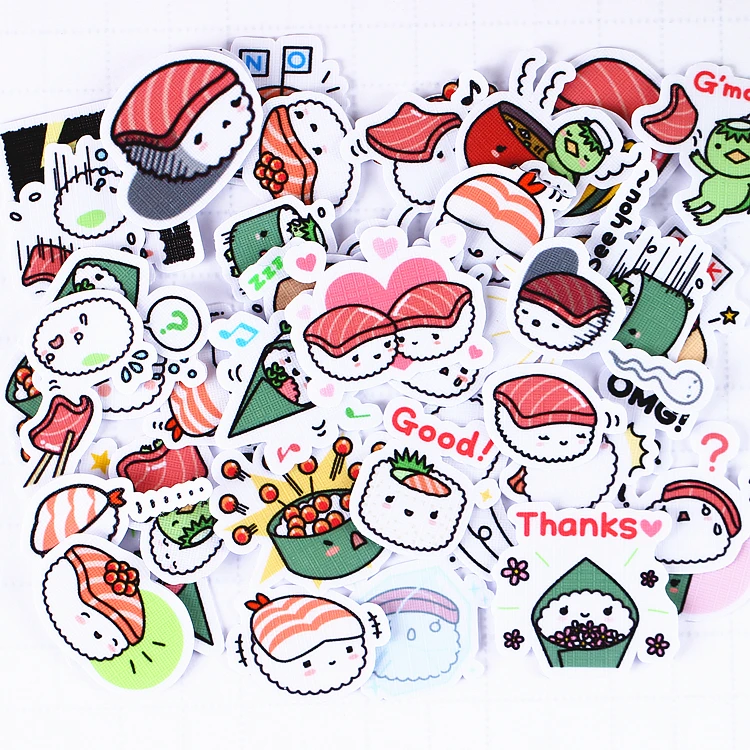 

40pcs Self-made Japanese Food Sushi Scrapbooking Stickers Fruits DIY Craft Sticker Photo Albums Diary Decor