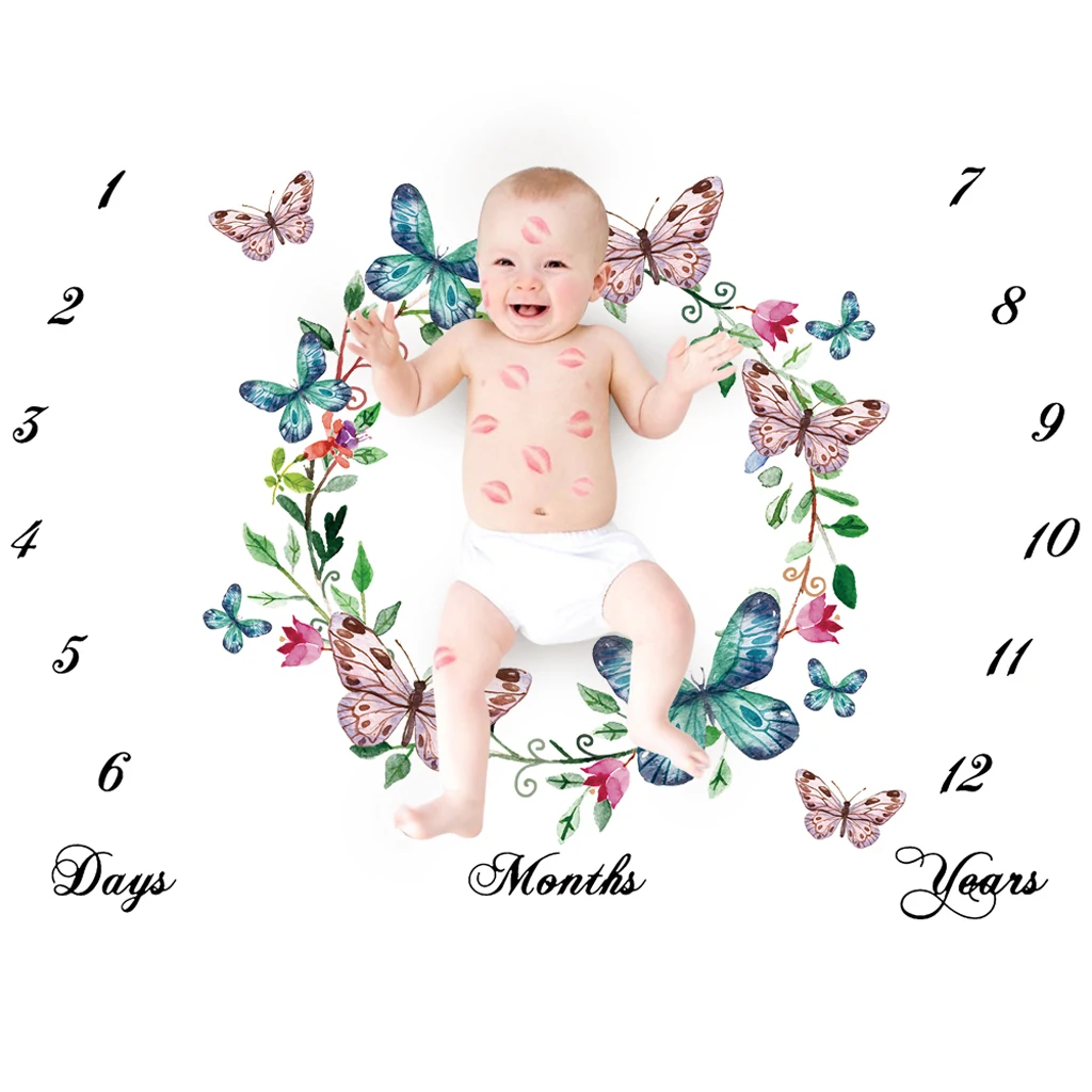  Infant Baby Girl Boy Cotton Days Months Years Blankets Photography Photo Props  