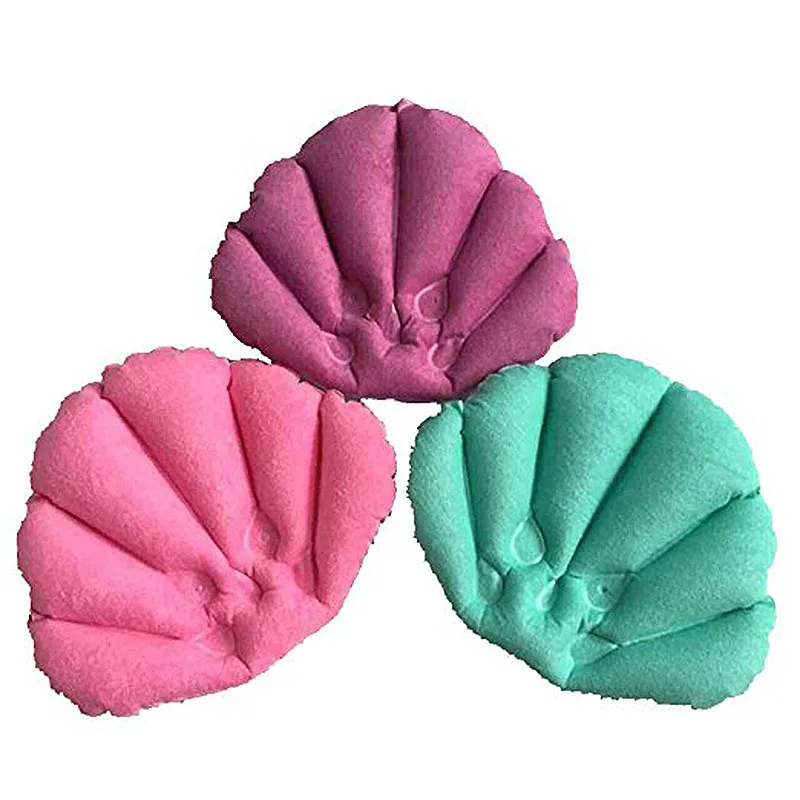 

Bath Pillow Inflatable Spa Pillow Soft Back Neck Cushion With Suction Cups for Bathtub Bathroom Random Color