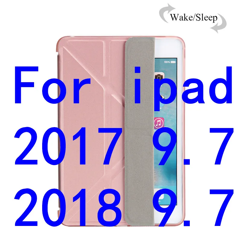 Ультра тонкий стенд из искусственной кожи чехол для apple ipad 2/3/4 чехол Мягкая задняя откидная смарт-Крышка для ipad 2 017 9,7 дюймов Настольный Чехол+ пленка - Цвет: 2017 rose gold