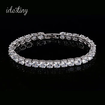 

11.11 Sale Tennis Bracelet for Woman with Charm 6mm AAA+ Round Cubic Zirconia Pulseira Classic Wedding Jewelry Lady Bracelet