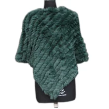 Весна-осень, настоящее Вязаное пончо из кроличьего меха, женские шарфы, натуральный кроличий мех, шаль, треугольная накидка