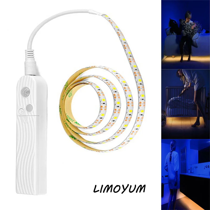 

Wireless Motion human body Sensor LED Light Strip 1M-3M Battery Night light Under Bed lamp For Closet Wardrobe Cabinet Stairs M4