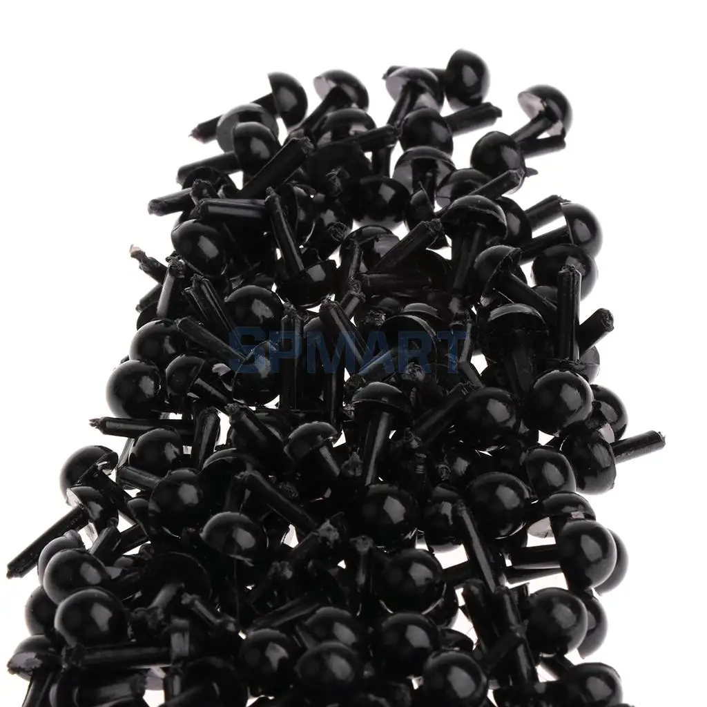 200pcs Plastic Safety Eyes Craft Eyes for Doll Puppet Bear Plush Animal Felting Toy Arts Making 5MM Black