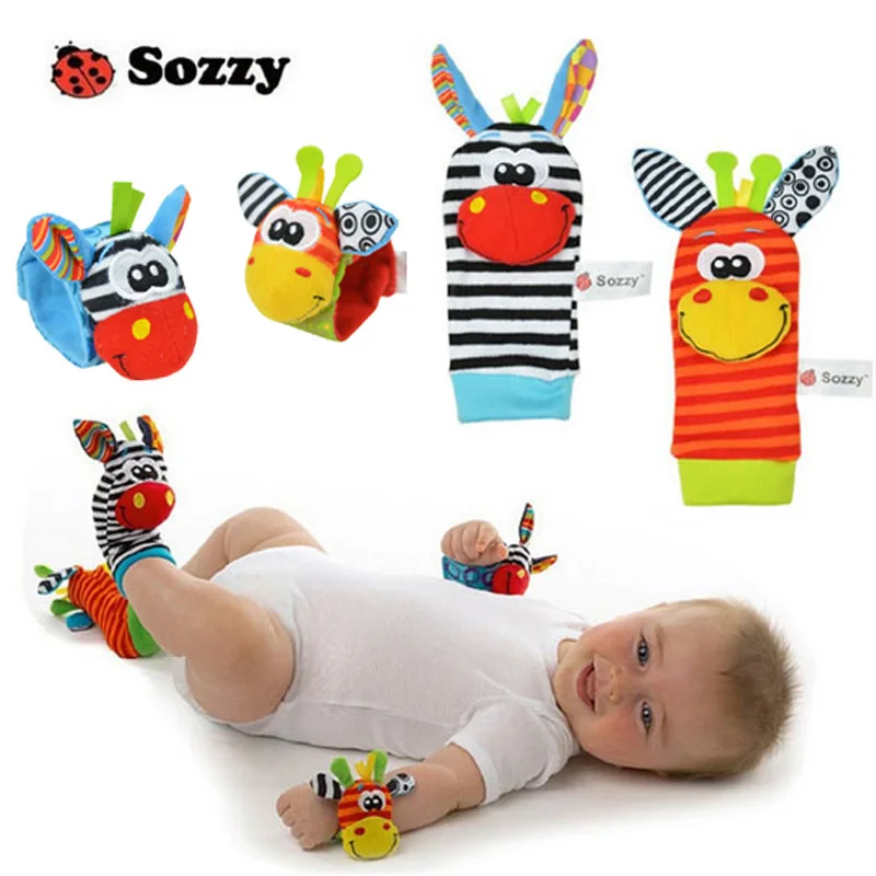Sozzy Baby Rattles Plush Toys Animal Socks Wrist Strap With Rattle Foot Bug | Игрушки и хобби