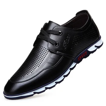 

Brand Mens Shoes Man 2018 Summer Breathable Genuine Leather Shoes British Man Hollow Out Shoes Big Size 36-44 Homme