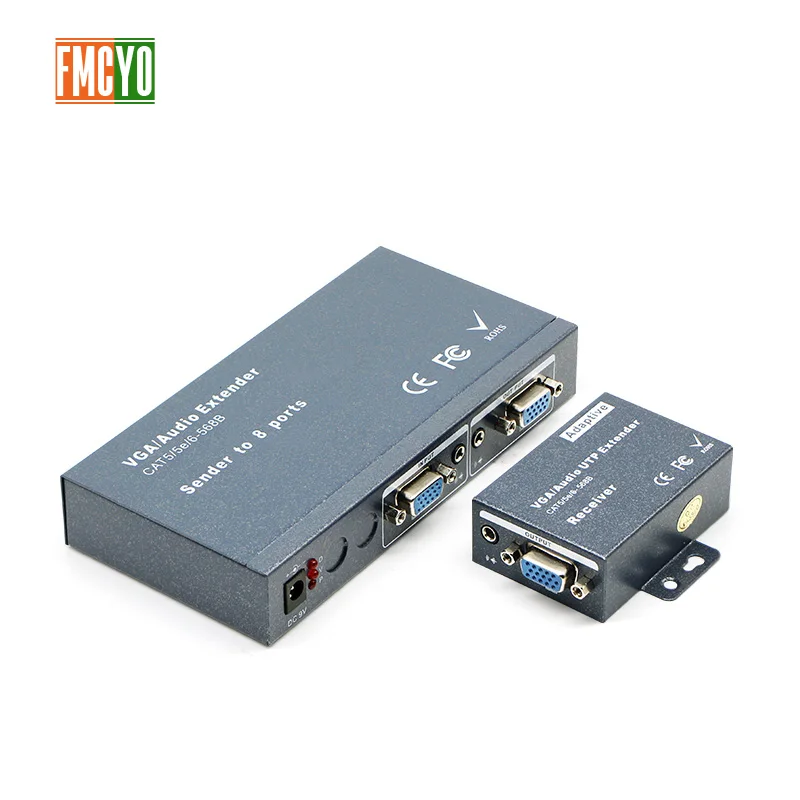 

VGA Extender 1 Minute 8 100m Signal Amplifier VGA To RJ45 Video Extender With Eight Receivers