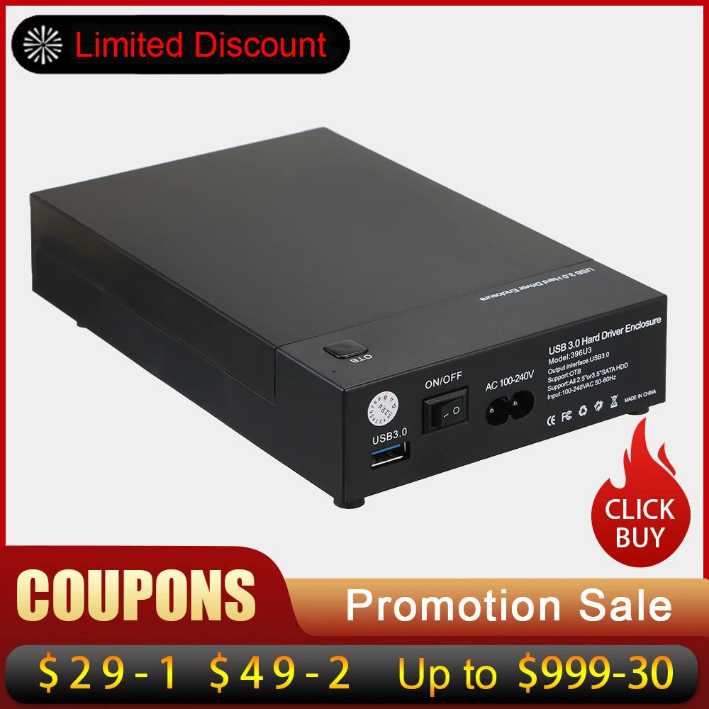 

USB 3.0 2.5" 3.5" SATA Hard Drive Disk External Enclosure SSD HDD Disk Case Box Support UASP 8TB Drives OTB One Touch Backup
