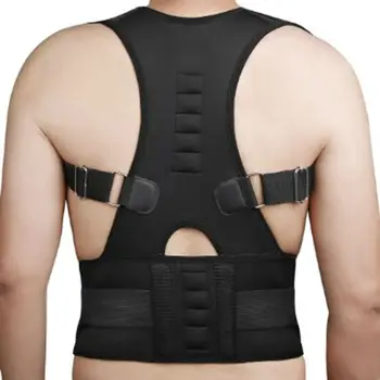 

Adjustable Magnetic Posture Corrector Corset Back Support Brace Belt Orthopedic Vest Black White AFT-B002