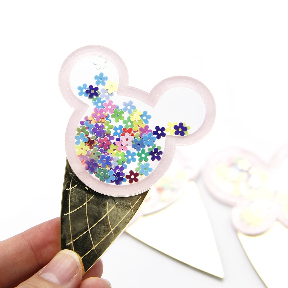 

New Cute Transparent Plastic Resin with Colorful Sequins Pearl DIY Make Hair Clip Accessories Jewelry Craft Handmade,5Yc6838