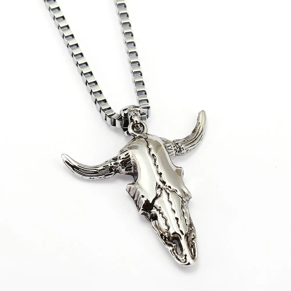Unique design cow head Pendant Necklace For Men Women silver plated