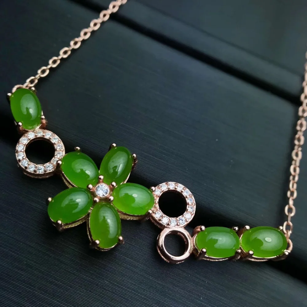  Naturel vert jasper gem collier de fleurs élégant collier pendentif de pierres précieuses naturelle