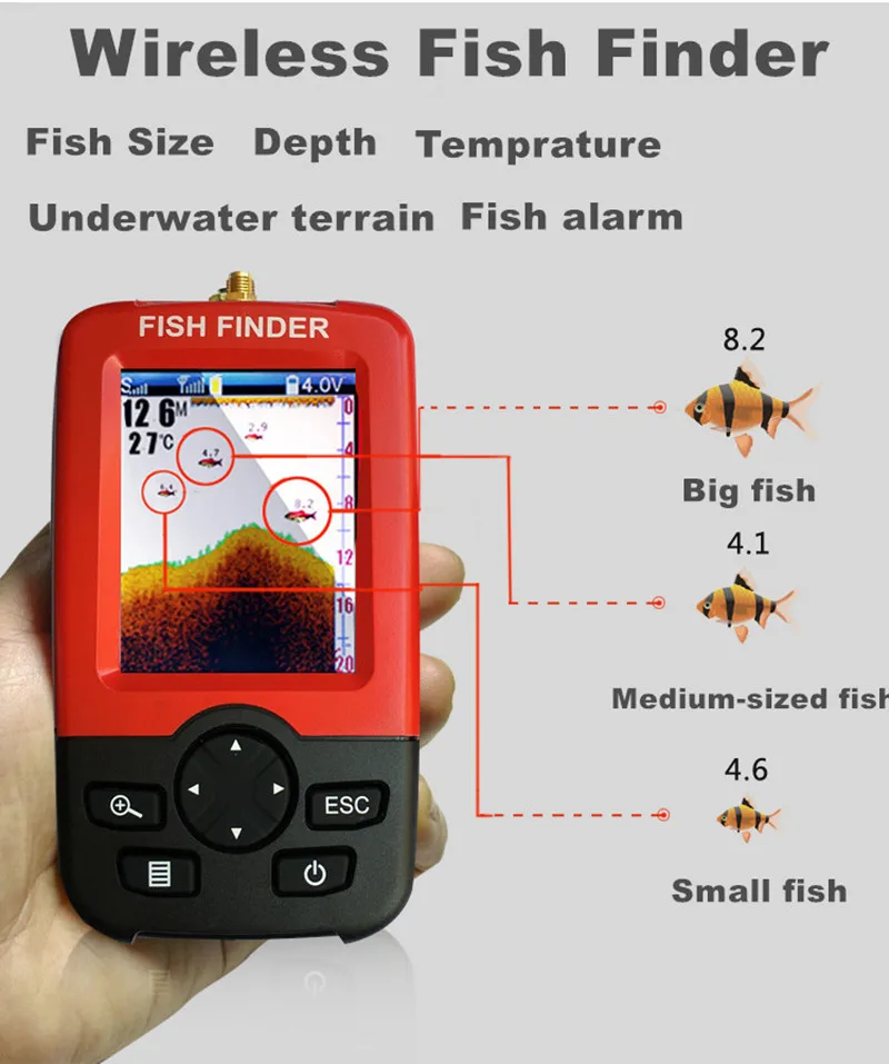 Умный Портативный рыболокатор, беспроводной гидролокатор, датчик эхолота, для озера, моря, рыболокатор, 100 м, беспроводной рыболокатор