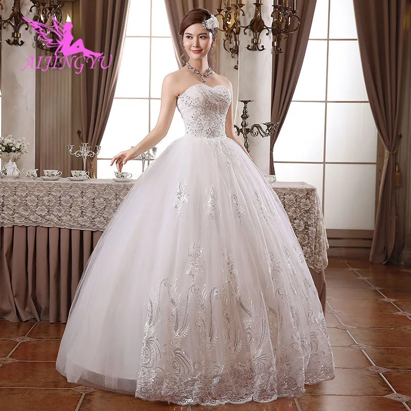 AIJINGYU Платья,, новинка,, дешевое бальное платье на шнуровке сзади, вечерние свадебные платья, свадебное платье WK429