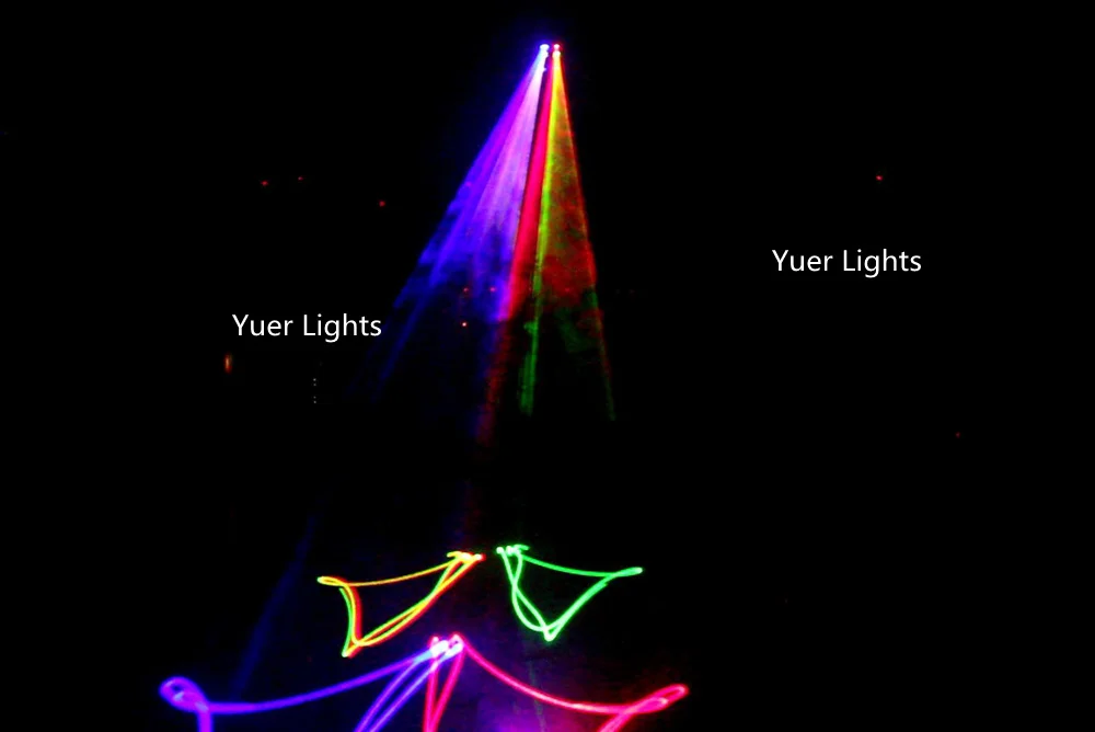 Yuer 4 глаза лазерные огни 580 МВт RGB 3 цвета 9 Канал DMX лазерный проектор 128 виды узоров для диско-баров