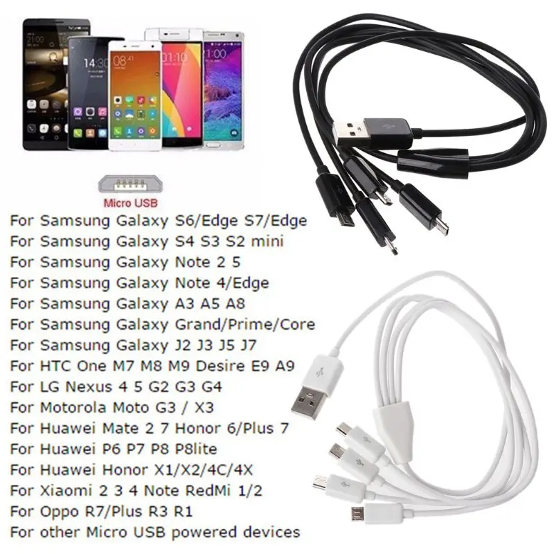 Портативный USB 2,0 type A Male To 4 Micro USB сплиттер папа-папа Y зарядный кабель для samsung Xiaomi Мобильный телефон внешний аккумулятор для планшета