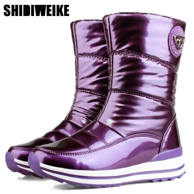 Comprar Botas de mujer de alta calidad 2019 nuevas llegadas zapatos de invierno de piel gruesa impermeables antideslizantes botas de nieve de plataforma de mujer 40 n541