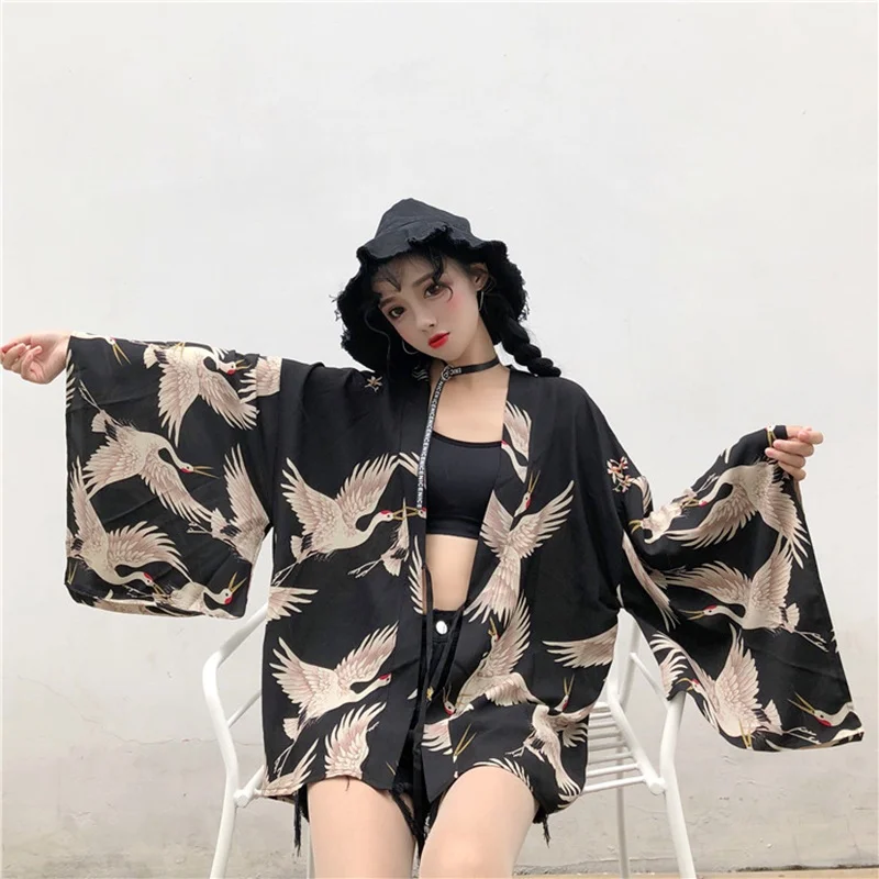 Yukata женский кимоно кардиган рубашка harajuku kawaii стиль кимоно Женская блузка obi haori Японская уличная одежда TA487