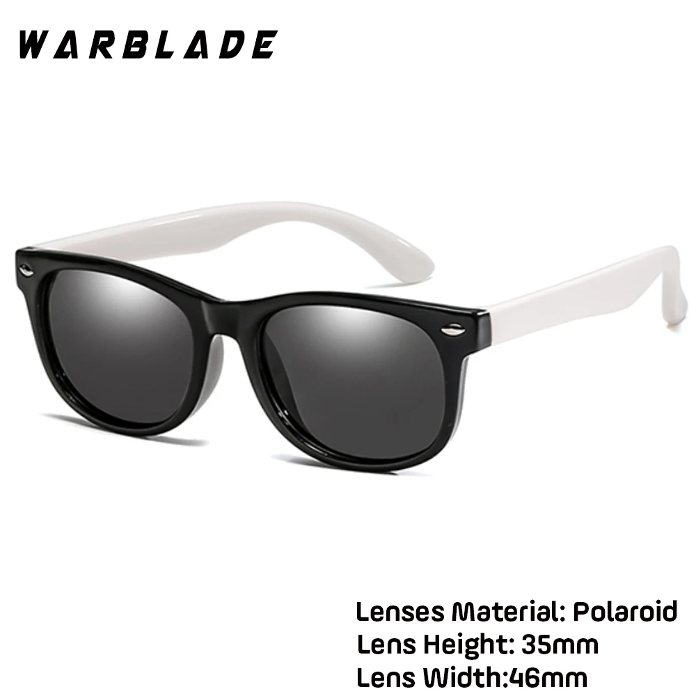 WarBLade Girls Sunglasses TR90 Silicone UV400 Child Baby Eyewear Kids Sun glasses Children Glasses Polarized Lenses Girls Boys - Цвет линз: black white