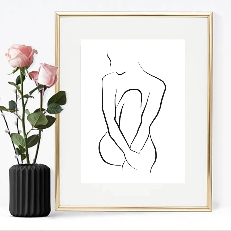 Nude Woman Sketch Prints Home Decor