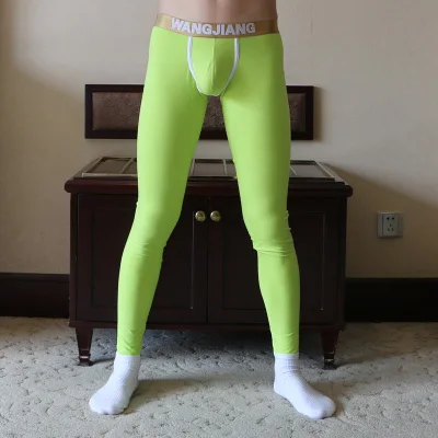 Men long johns mens warm pants thin elastic line of men's fashion cotton sexy gay tight legging Male long Johns