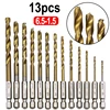 13pcs/lot HSS High Speed Steel Titanium Coated Drill Bit Set 1/4 Hex Shank 1.5-6.5mm ► Photo 2/6