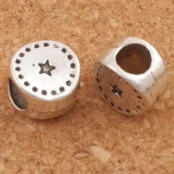 

Dots Star Round Big Hole Charm Beads Fit European Bracelets Jewelry DIY L1444 17pcs 10x10x6.5mm Zinc Alloy