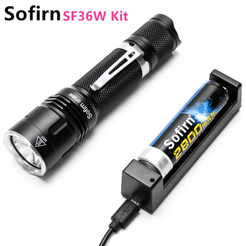 Sofirn SF36W комплект мощный светодиодный фонарик 18650 Cree XPL2 1000lm фонарь теплый 3000 K