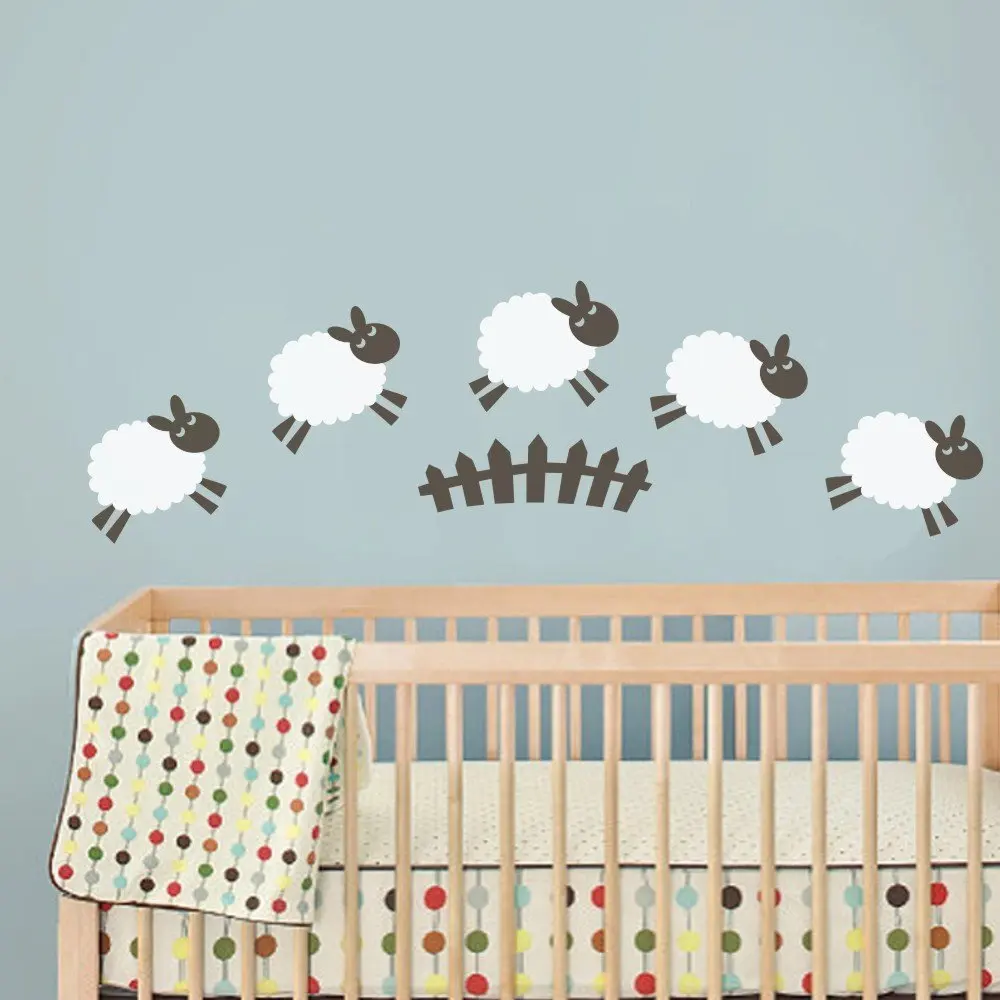 Lamb Wood Wall Art Zazzle Parachuting Sheep Decals Stickers Wall Art Graphic Font B Baby Room Count Cute Jpg