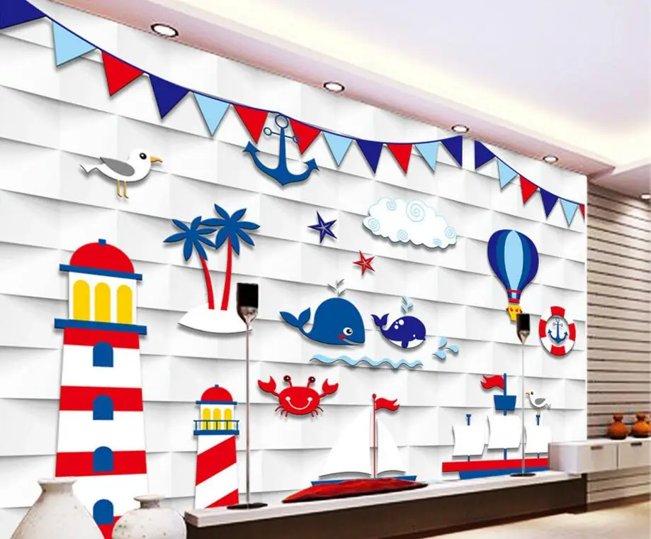 

Custom papel DE parede infantil, 3D Mediterranean style murals for children room living room TV setting wall wallpaper