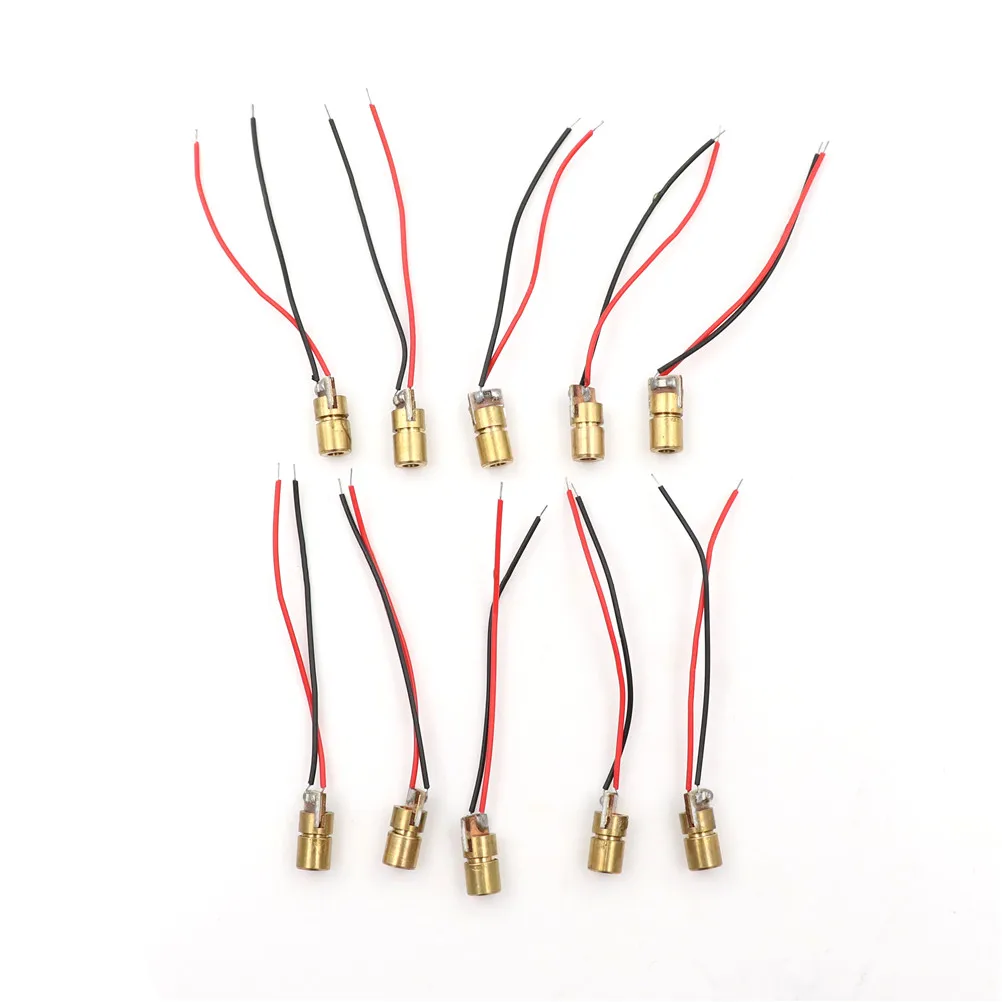 

10Pcs Adjustable Laser Dot Diode Module Red Copper Head Laser Diode 650nm 6mm 3/5V 5 Million Watt Power Tool Accessories