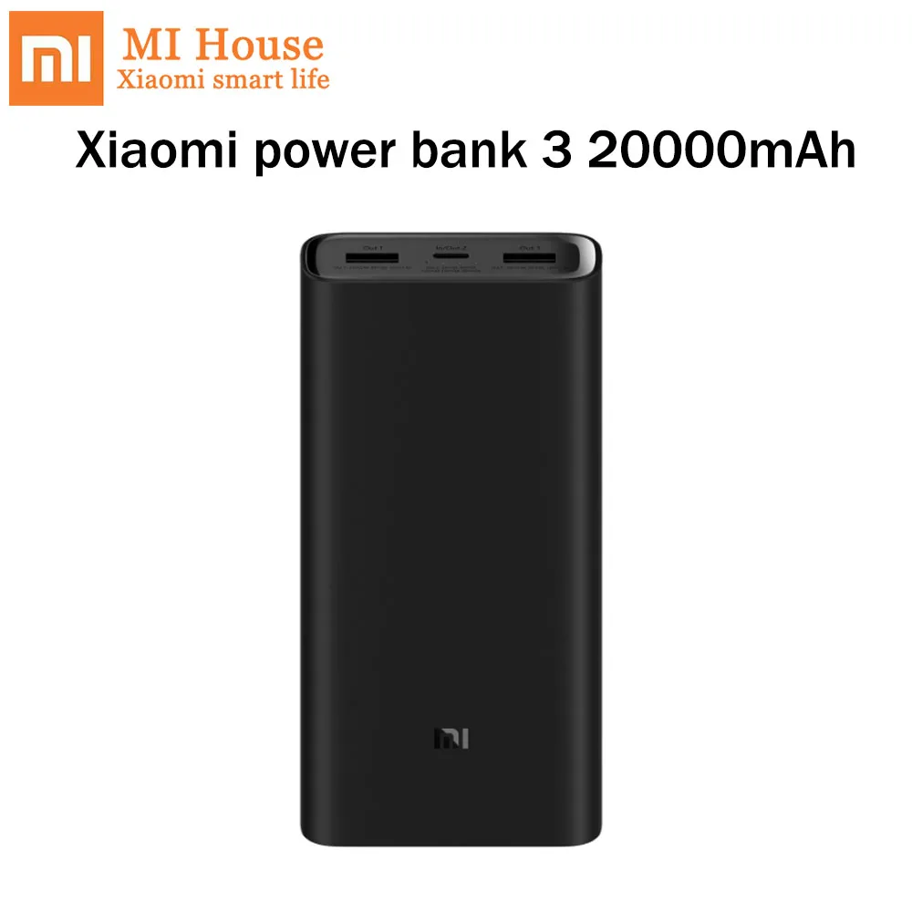 

Xiaomi Power Bank 3 20000mAh Large Capacity Dual Ports Quick Charge External Battery For iPhone/Huawei/Xiaomi/Samsung/iPad