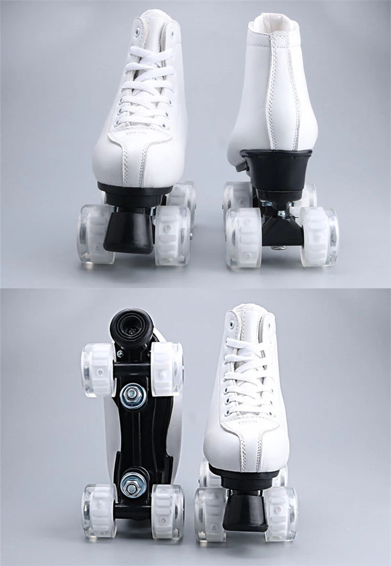 Детская двойная линия Quad параллельная фигурка обувь для скейтборда ботинки PU 4 колеса ударопрочный с тормозом дышащий белый