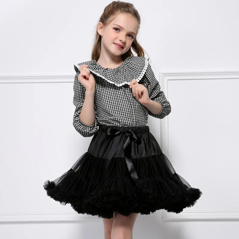 1-10Y Baby Girls Tutu Skirts Ballerina Fluffy Tulle Pettiskirts For Children Ballet Party Dance Princess tutus Skirt White Black