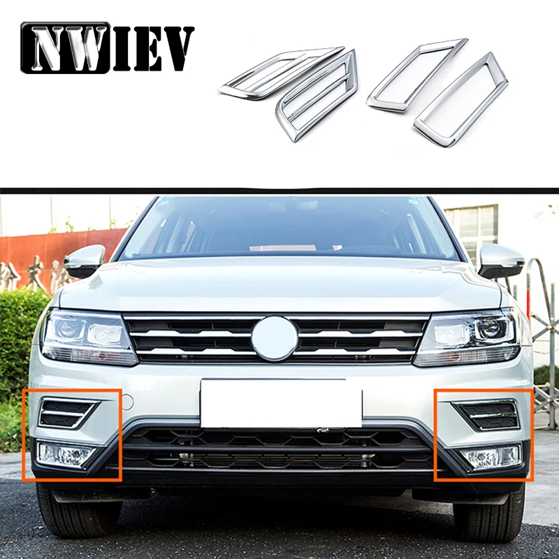 

NWIEV 3D Car Stickers For VW Tiguan 2017 Volkswagen Tiguan 2 Mk2 2018 Fog Lights Lamps Chromes ABS Covers Trim Frame Accessories