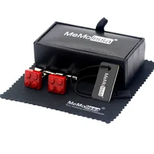 MeMolissa дисплей коробка персонифицированные запонки красные блоки запонки для мужчин Подарки Свадебные Мужские Запонки бирка и протирать ткань