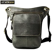 Натуральная кожа Для мужчин дизайн Повседневное классический серый сумка на плечо многофункциональная Мода Дорожная пояс пакет падение ноги сумка 211-1g