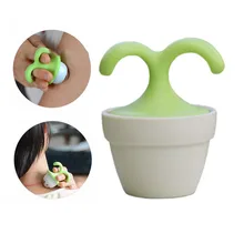 Masajeador Manual de mano con forma de planta en maceta, Bola de rodillo en forma de planta, para relajación, cuello, pie, cara, maceta, decoración de escritorio, masaje