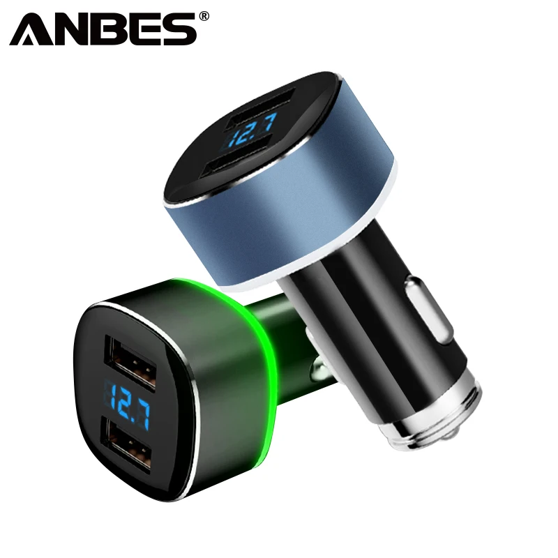 

ANBES 5V 2.4A Car Charger With LED Display Universal Dual Usb Phone Car-Charger for Xiaomi Samsung S8 iPhone X 8 Plus Tablet etc