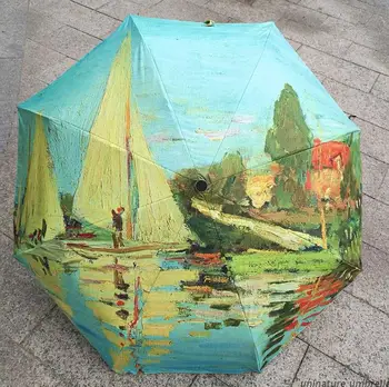 

Oil Painting Umbrella Folding UV Protection Umbrella Monet Art Drawing Wind Proof Umbrella Oil Painting Umbrella