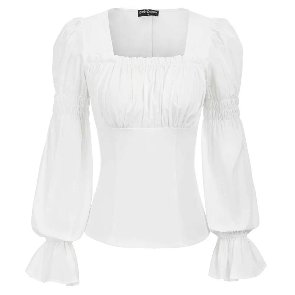  retro blouse Women vintage shirt Steampunk Renaissance Gothic Long Sleeve Square Neck Lolita Tops c
