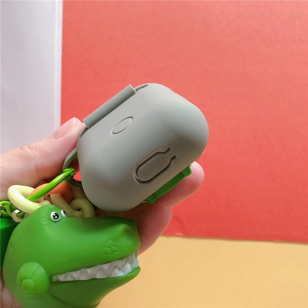 Cute Toy Story Rex Зеленый Динозавр Хэмм Свинья силиконовые чехлы для Apple Bluetooth наушники Airpods Чехол Air Pods 2 Acessorios