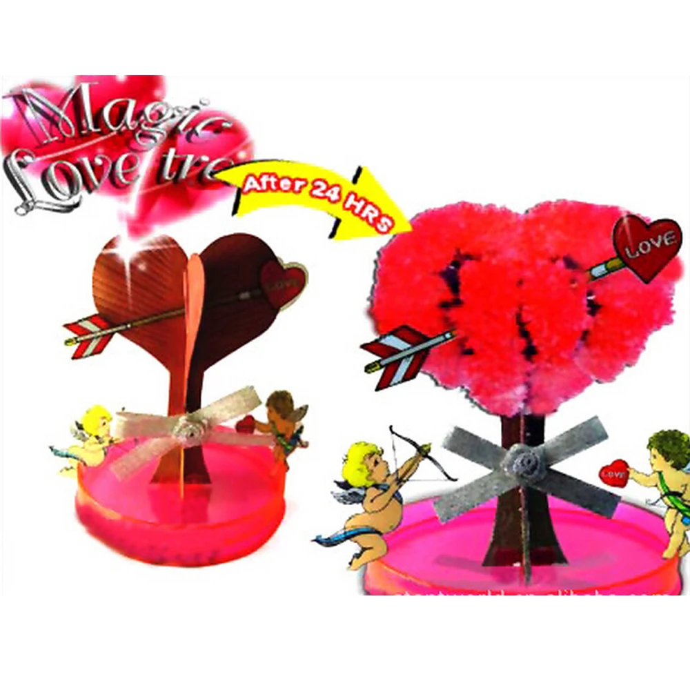 

2019 7x7cm Red Big Magically Loving Cherry Trees Magic Growing Paper Love Tree Kit Educational Christmas Toys For Children Funny