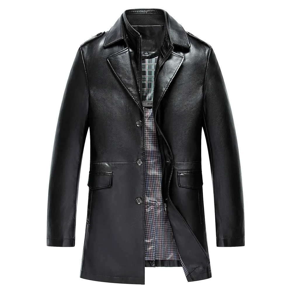 Popular Mens Black Leather Trench Coat-Buy Cheap Mens
