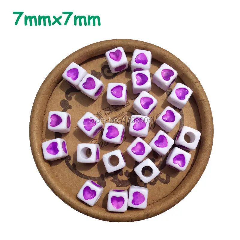 

Cube Shape 7x7mm 1900pcs Letter & Alphabet Acrylic Loose Purple Cube Heart Spacer Beads for Jewelry & DIY Craft